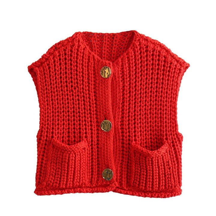 Damen Strickweste mit Taschen Drune