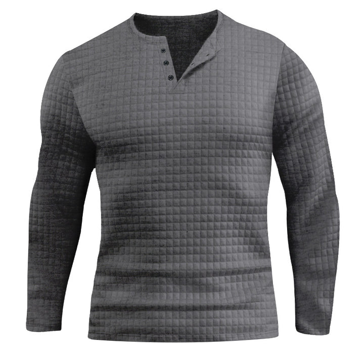 Herren Langarmshirt mit strukturiertem Design und modischem Knopfverschluss Drune