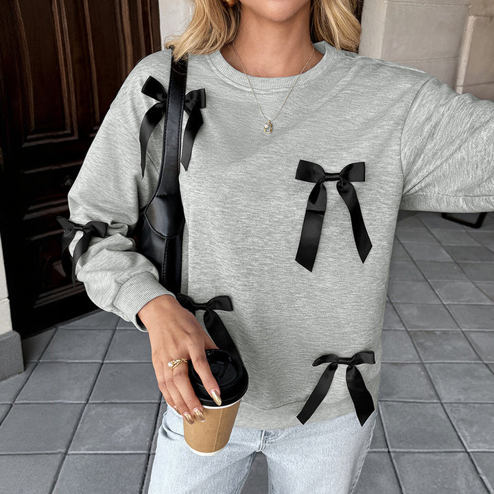 Damen Sweatshirt mit dekorativen Satinschleifen Drune