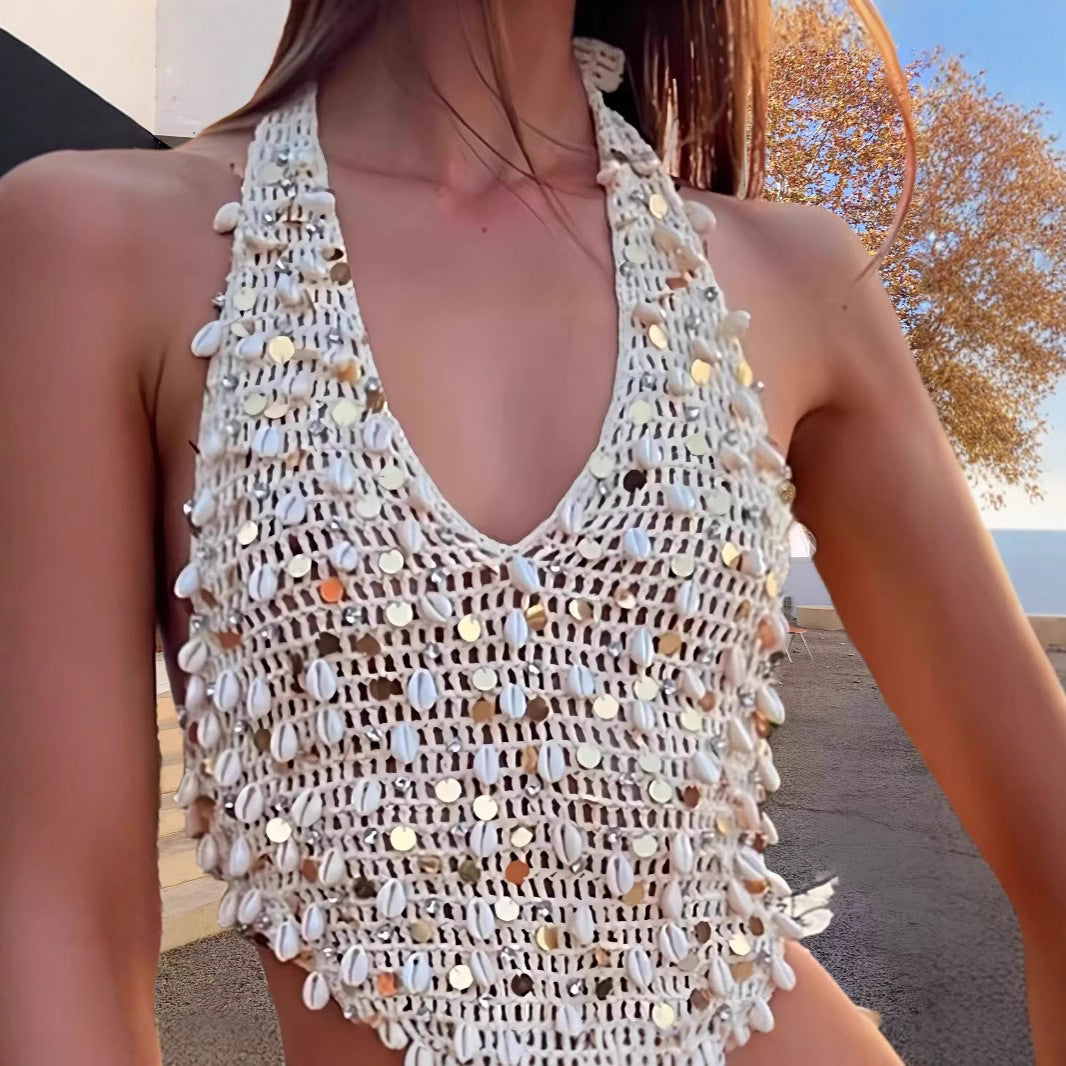 Damen Häkel-Badeanzugset mit Muscheldetails und trendigem Schnitt Drune