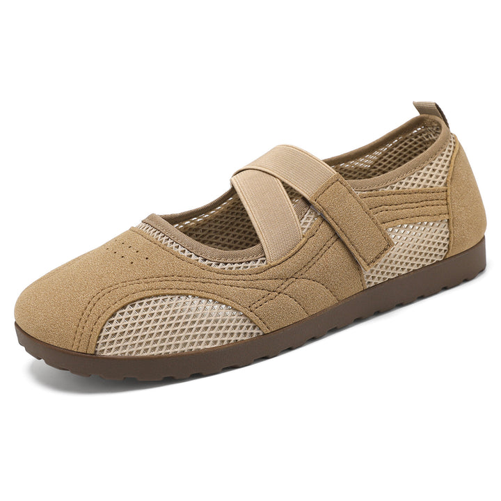 Damen nan atmungsaktive Mary-Jane-Walking-Halbschuh mit Klettverschluss und verstärkter Profilsohle Drune
