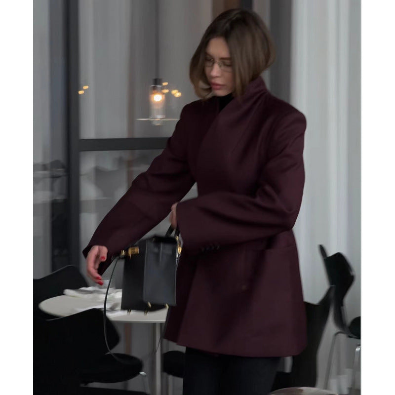 Damen nan taillierter Blazerkleid-Mantel mit Stehkragen, markanter Schulterform und aufgesetzten Taschen Drune