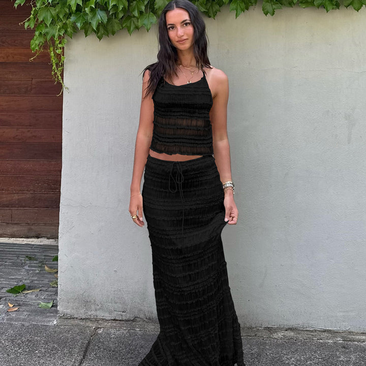 Damen Maxikleid mit schulterfreiem Design und Raffungen Drune