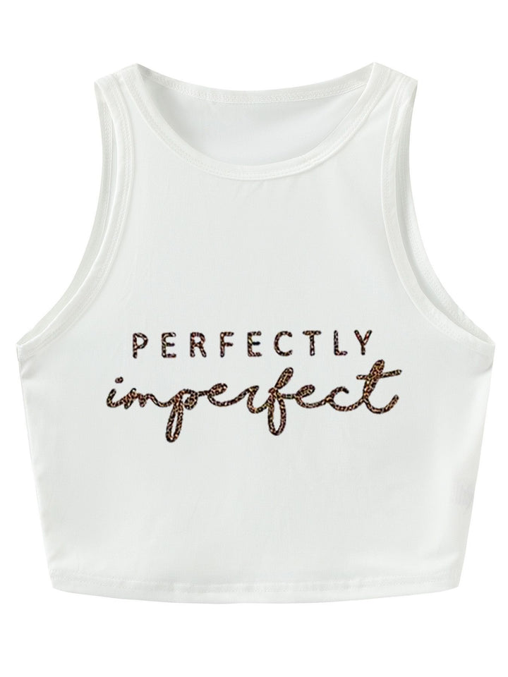 Damen Crop-Top mit auffälligem Schriftzug und körpernahem Schnitt Drune