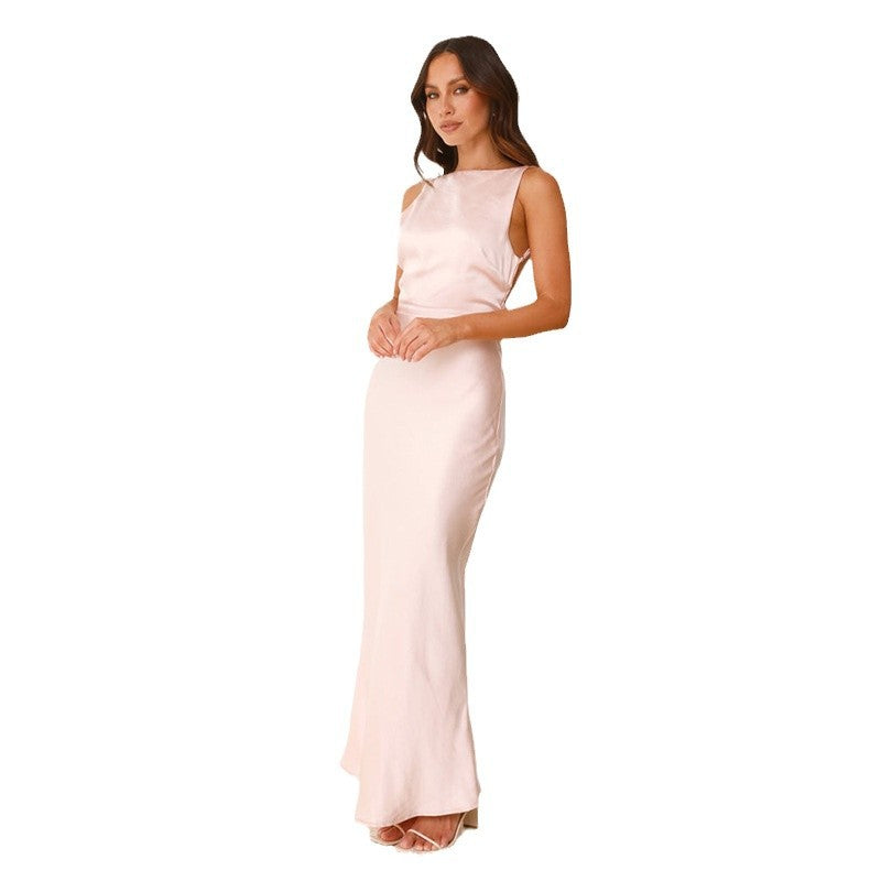 Damen Elegantes Maxikleid mit schmalem Schnitt und ärmellosem Design Drune