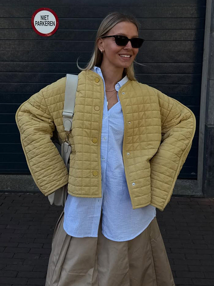 Damen gesteppte Übergangsjacke mit lässigem Schnitt und großen Taschen Drune