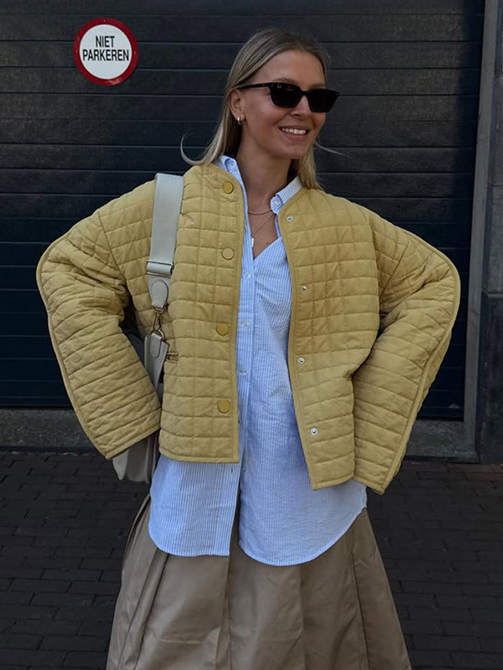 Damen gesteppte Übergangsjacke mit lässigem Schnitt und großen Taschen Drune