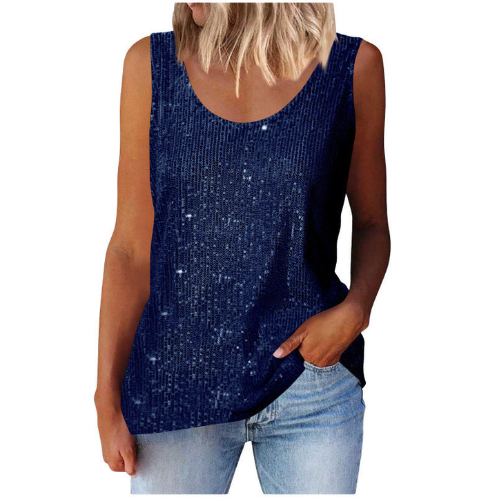 Damen glitzerndes Oberteil mit schimmerndem Stoff und figurfreundlichem Schnitt Drune