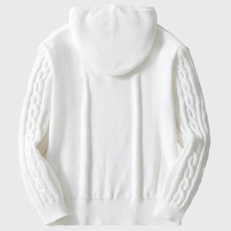 Herren Kapuzenpullover mit strukturiertem Zopfmuster und elastischem Bund Drune