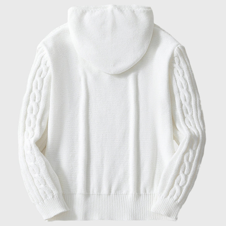 Herren Kapuzenpullover mit strukturiertem Zopfmuster und elastischem Bund Drune