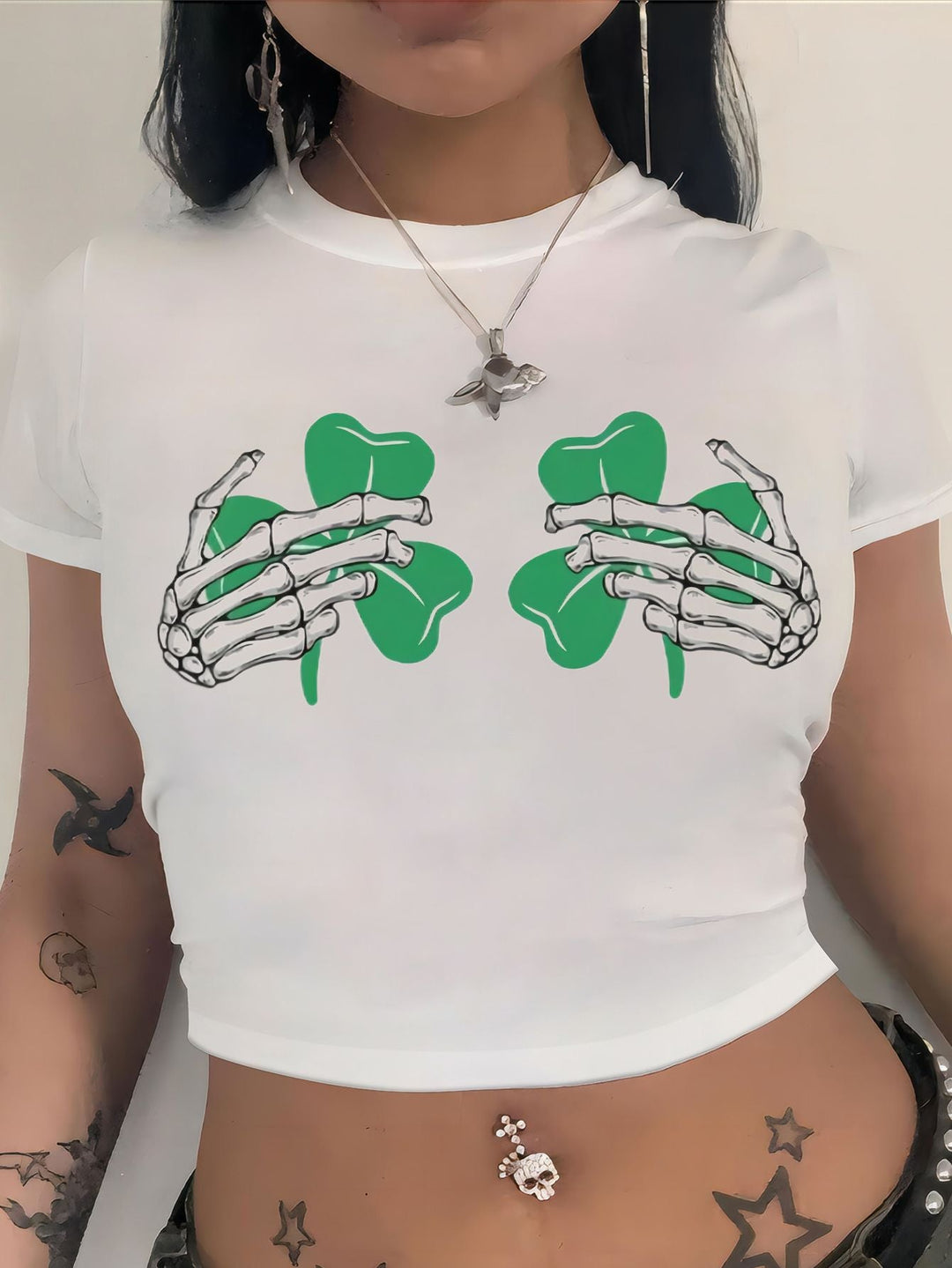 Damen Crop-T-Shirt mit fruchtigem Kirschdesign und lockerem Schnitt Drune