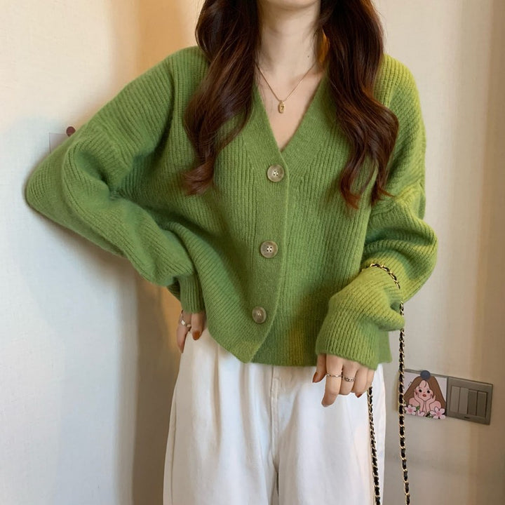 Damen Komfortabler Strickcardigan mit Knopfdetails und feiner Struktur Drune