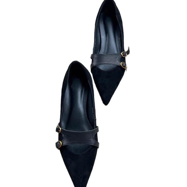 Damen Slingback-Ballerinas mit dekorativer Schnallenakzent und eleganter Lederoberfläche Drune