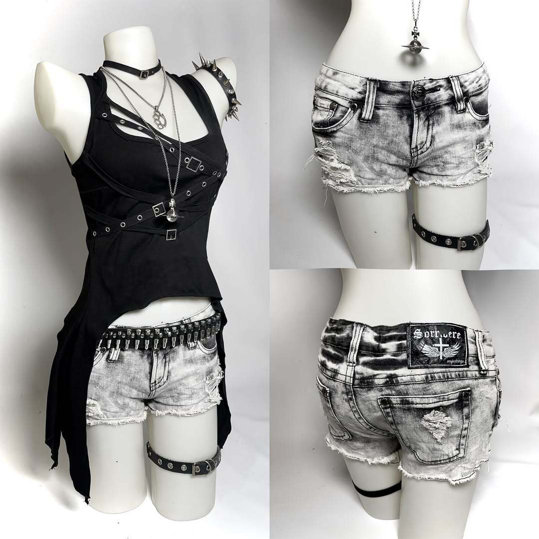 Damen trendige Destroyed Denim-Shorts Drune