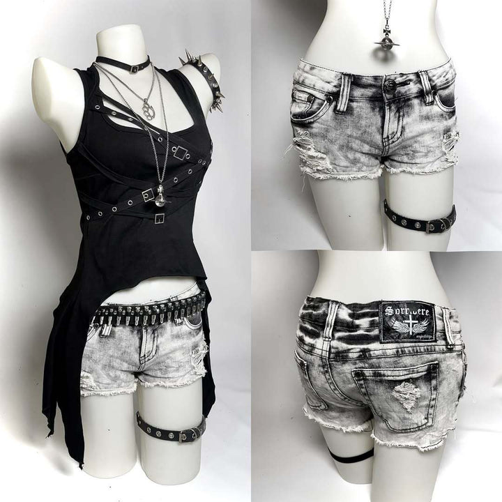 Damen trendige Destroyed Denim-Shorts Drune