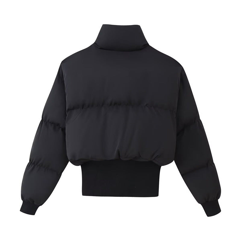 Damen modische cropped Steppjacke mit hohem Kragen und verstellbarem Saum Drune