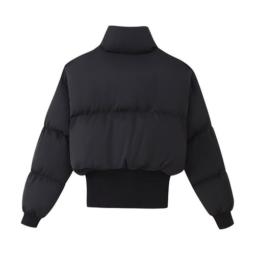 Damen modische cropped Steppjacke mit hohem Kragen und verstellbarem Saum Drune