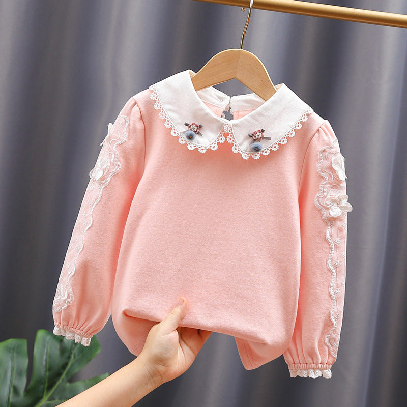 Mädchen Bluse mit elegantem Spitzenkragen und filigranen Akzenten Drune