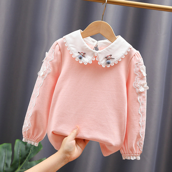 Mädchen Bluse mit elegantem Spitzenkragen und filigranen Akzenten Drune