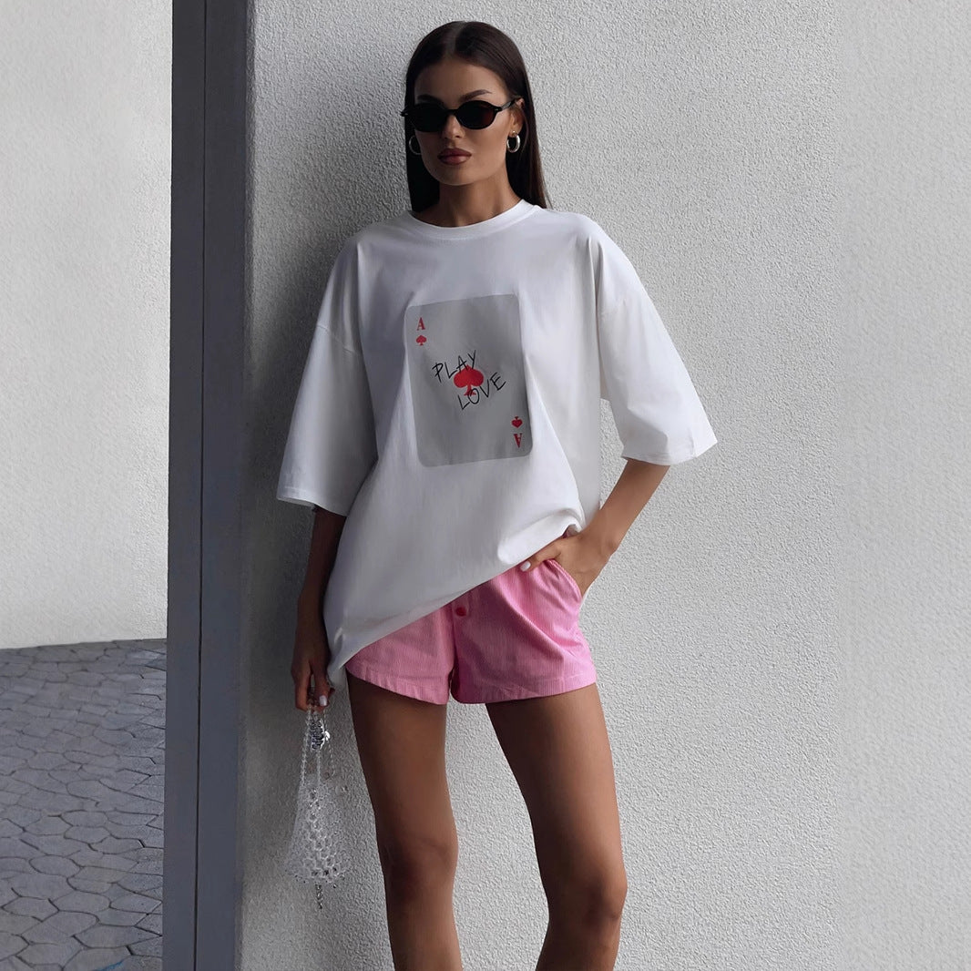 Damen Legeres T-Shirt mit grafischem Druck und weiten Ärmeln Drune