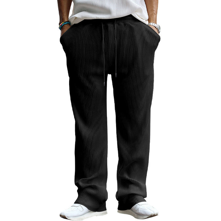 Herren lässige Freizeithose mit geripptem Design und elastischem Bund Drune