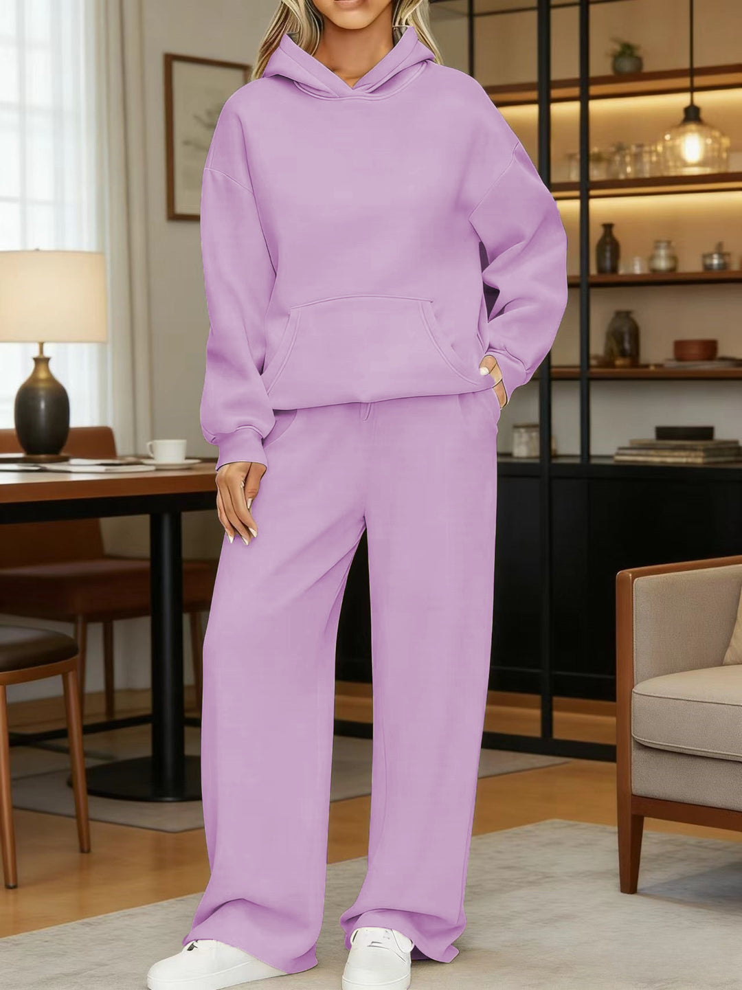 Damen nan kuscheliges Oversize Hoodie und weite Jogginghose Set Drune