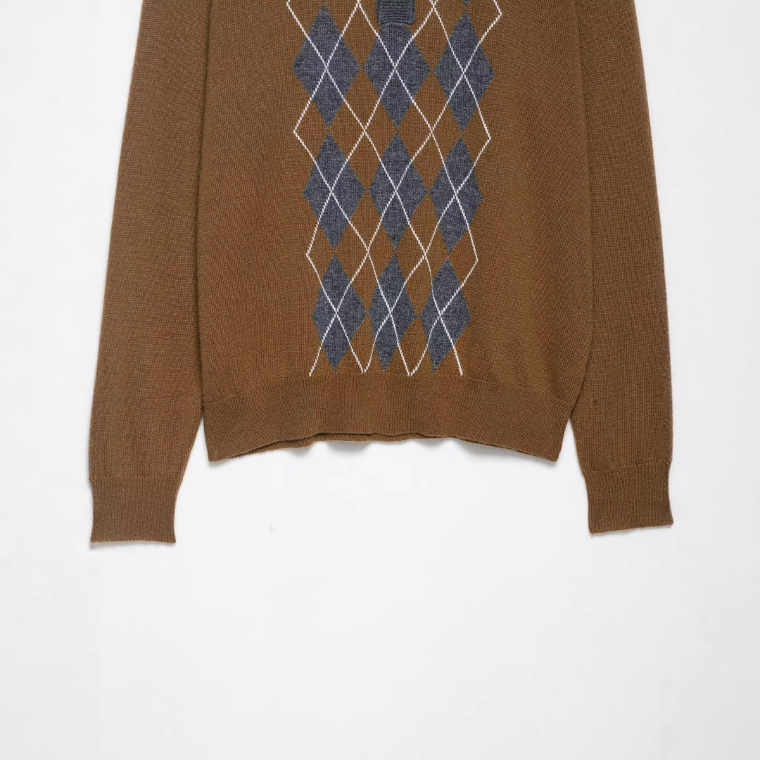 Damen Pullover mit klassischem Polokragen und modernem Rautenmuster Drune