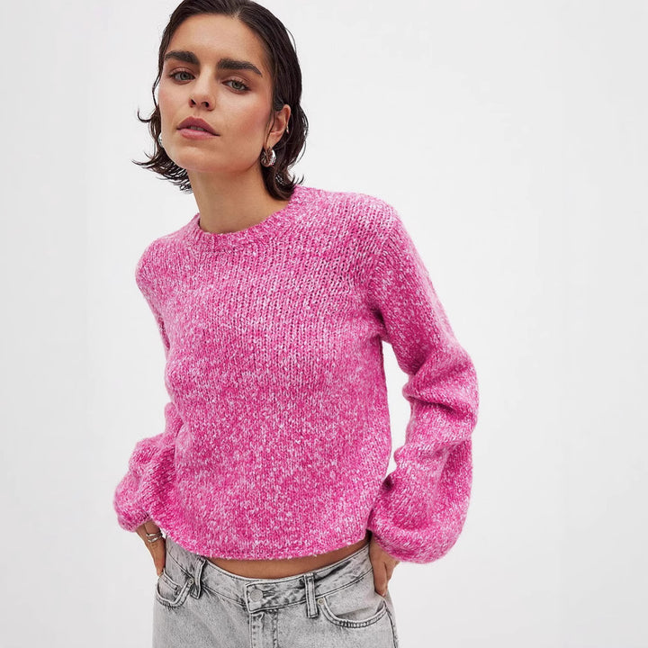 Damen Strickpullover mit offenem Rückendesign und eleganter Schnürung Drune