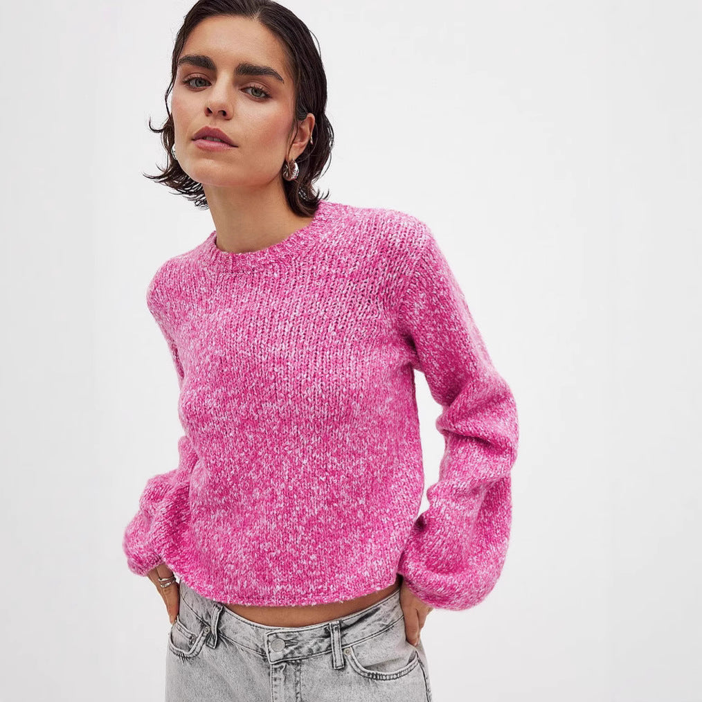 Damen lässiger Strickpullover mit elegantem Rückenausschnitt und Knoten Drune