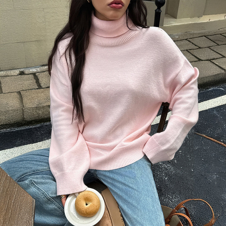 Damen gemütlicher Rollkragenpullover aus weichem Strick Drune