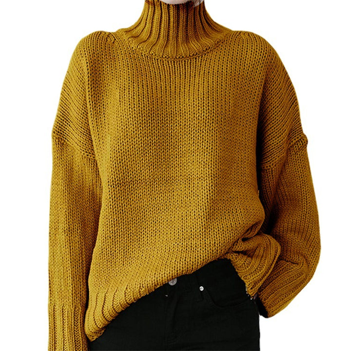 Damen Grobstrickpullover mit hohem Kragen und lässigem Schnitt Drune