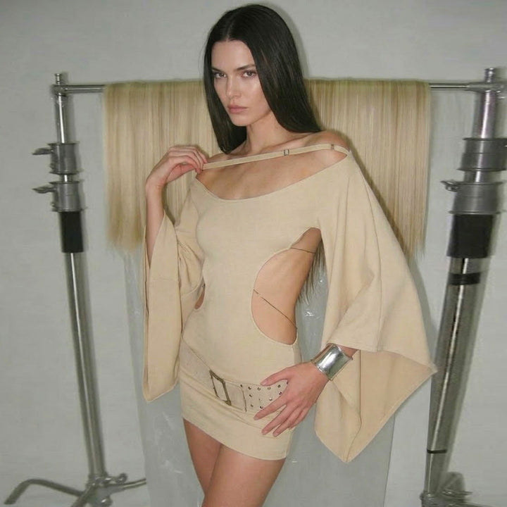 Damen elegantes Oversized Kleid mit transparenten Einschnitten und modernem Design Drune