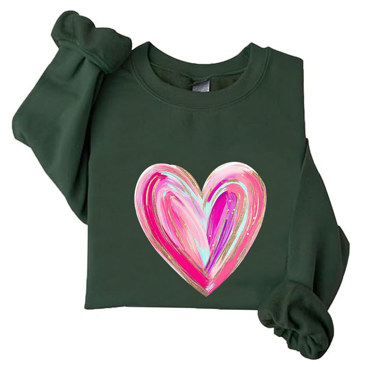 Damen Sweatshirt mit kreativem Herzdesign Drune
