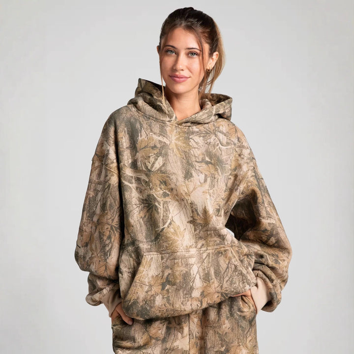 Damen Kapuzenpullover mit elaboratem Camouflage-Muster Drune