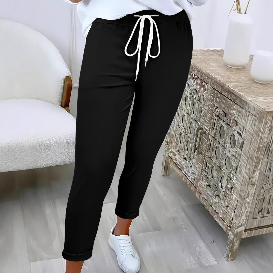 Damen nan taillierte Freizeithose mit Kordelzug und Umschlagbündchen Drune