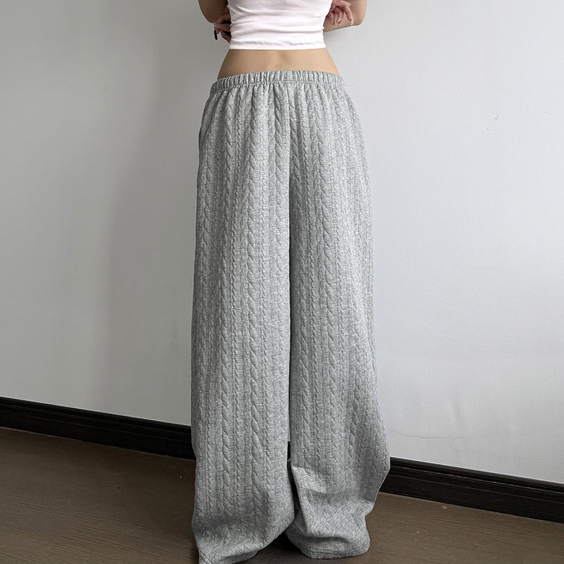 Damen nan weite Palazzo-Loungehose aus weichem Jersey mit Tunnelzug und Komfortbund Drune