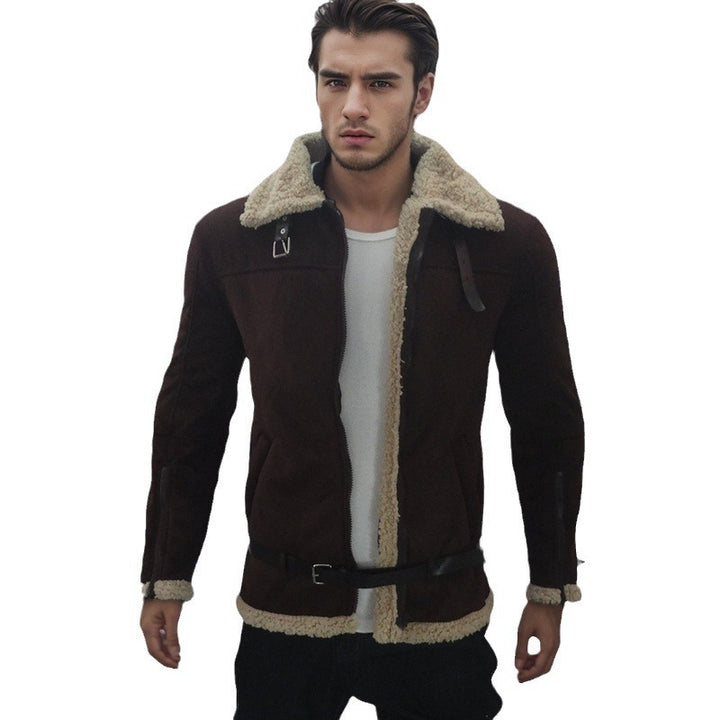 Herren Shearling-Lederjacke mit modernem Design und warmem Futter Drune