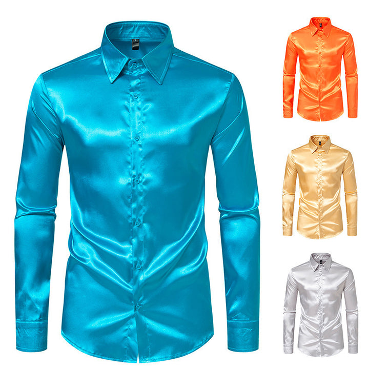 Herren Elegantes und glänzendes Langarmhemd mit innovativer Textur Drune