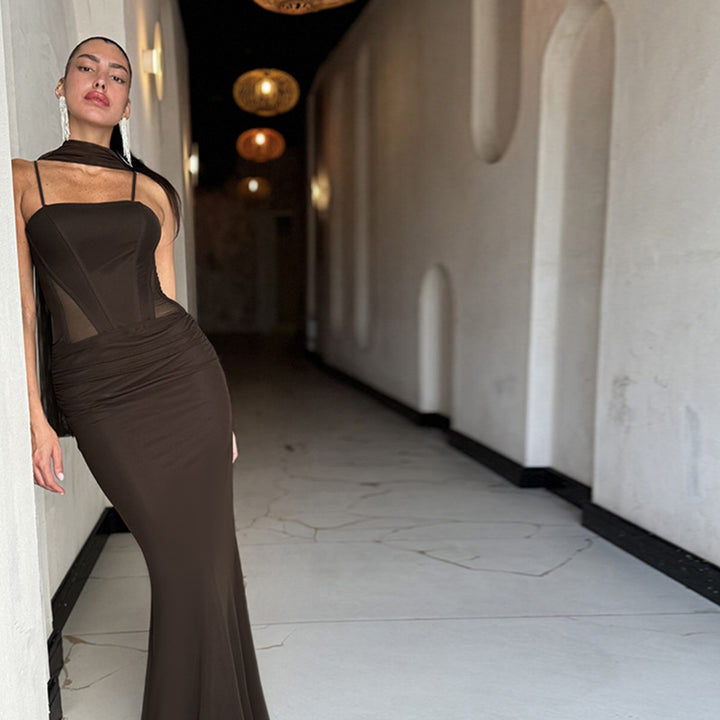 Damen Elegantes Abendkleid mit raffinierten Cut-Out-Details und figurformendem Design Drune