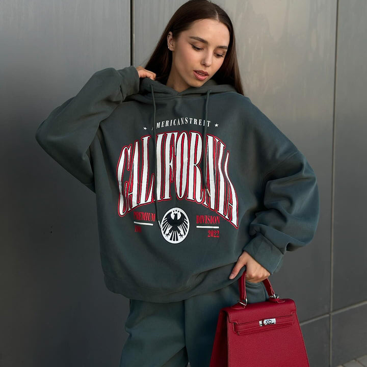 Damen oversized Kapuzenpullover mit kreativem Grafikdesign Drune