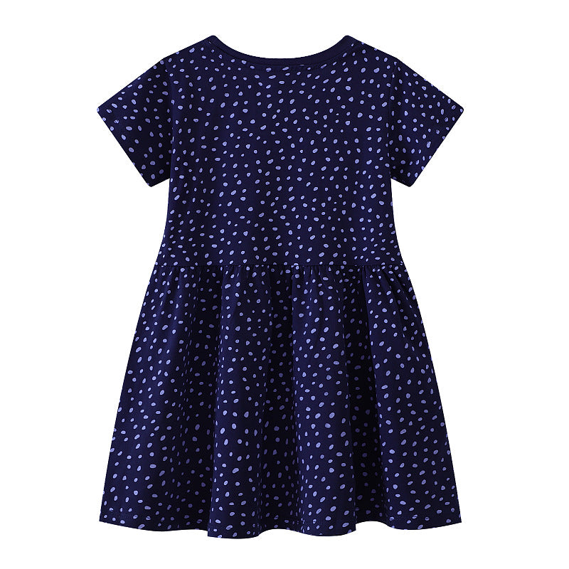 Mädchen T-Shirt Kleid mit buntem Dinosaurier- und Blumenmotiv Drune