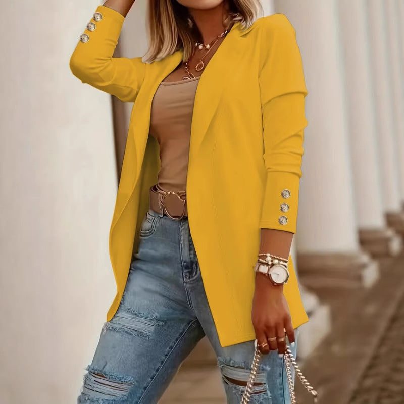 Damen Eleganter Blazer mit glamourösen Knöpfen und taillierter Passform Drune