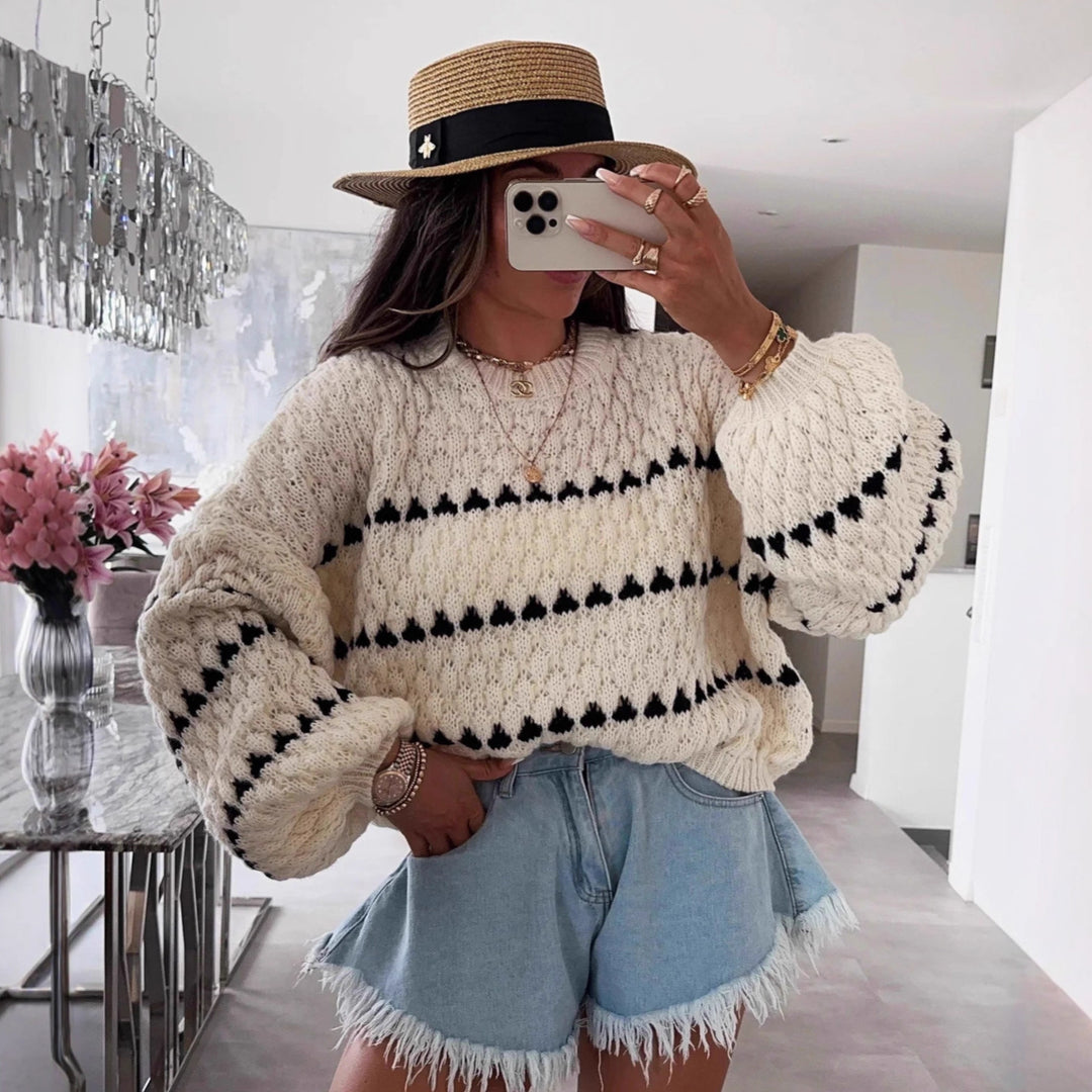 Damen Grobstrukturierter Pullover mit weitem Arm Drune