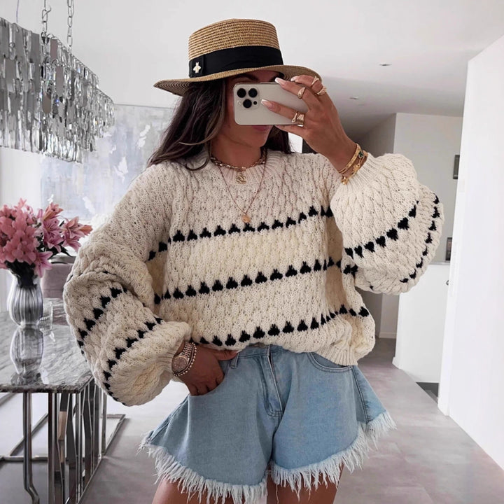 Damen Grobstrukturierter Pullover mit weitem Arm Drune