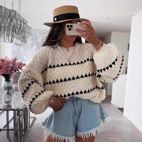 Damen Grobstrukturierter Pullover mit weitem Arm Drune