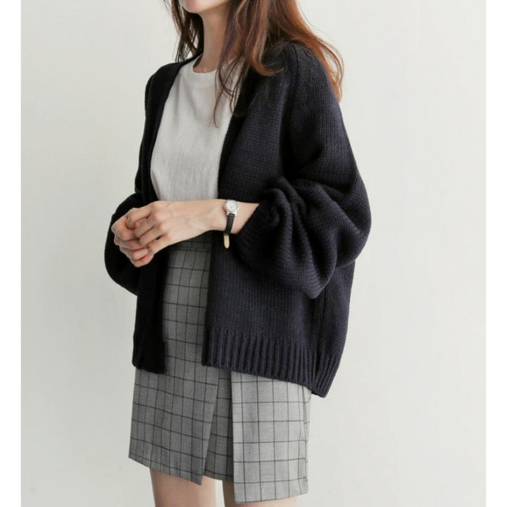 Damen Strickjacke mit weiten Ärmeln und offenem Schnitt Drune
