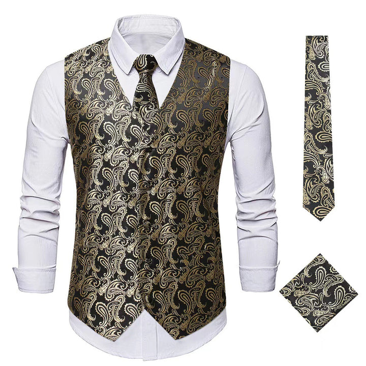 Herren elegantes Weste-Anzugset mit passendem Krawatte und Einstecktuch Drune