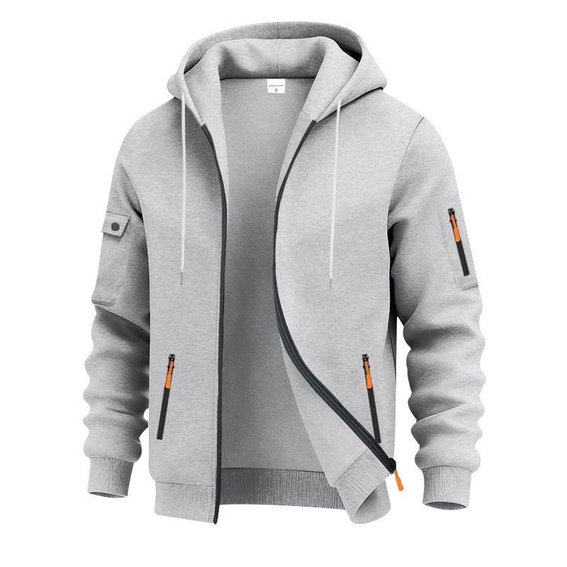 Herren nan technische Kapuzenjacke mit Reißverschluss, zipptaschen und Ärmeltasche Drune