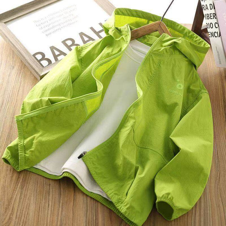 Damen nan leichter Kapuzen-Windbreaker mit Reißverschluss und verdeckten Taschen Drune