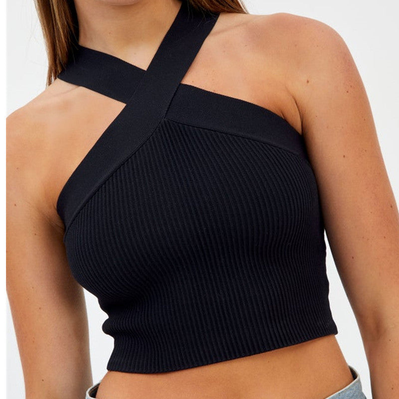 Damen Crop-Top mit schickem Kreuz-Trägerdesign Drune
